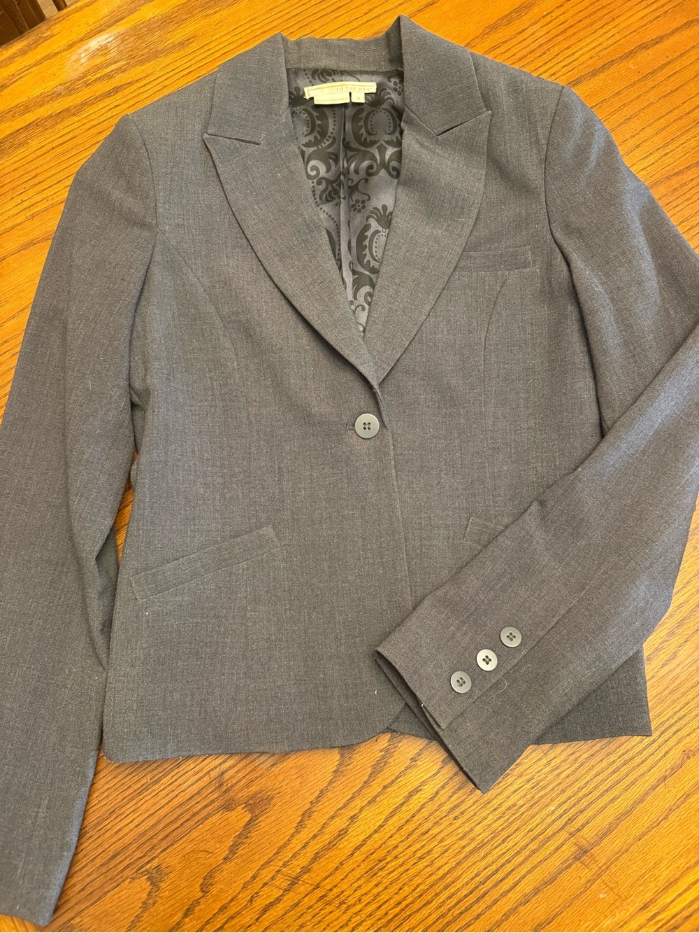 To the Max Charcoal Single-Button Tailored Blazer